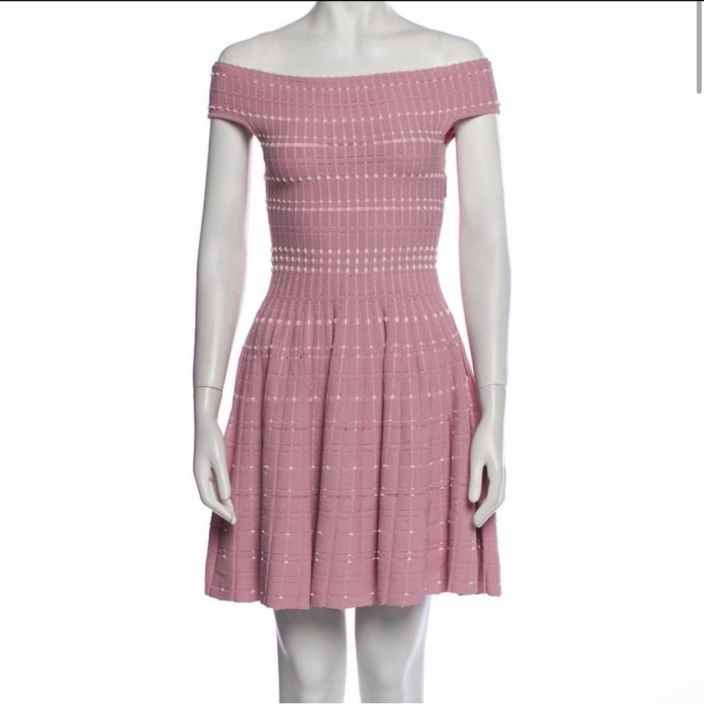 NWT CC Couture Pink Off Shoulder Knit Fit & Flare Dress Alexander McQueen - Picture 1 of 8